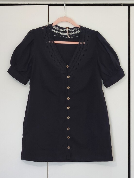 Free People Dresses & Skirts - Free People Black Mini Dress with Button Front And Pockets Size Xsmall